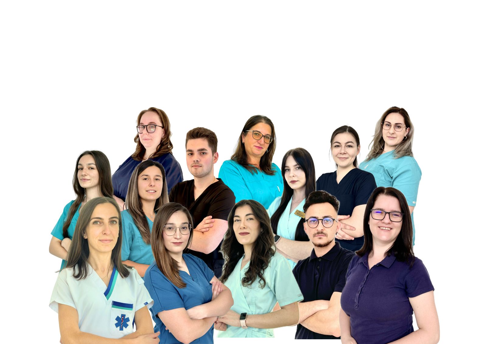 Echipa de fiziokinetoterapeuți și personal medical de la Clinica Medicală TrifMed Fălticeni — 13 specialiști dedicați recuperării și sănătății tale