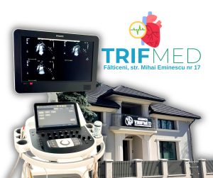 Ecograf cardiovascular performant și sediul Clinicii TrifMed din Fălticeni.